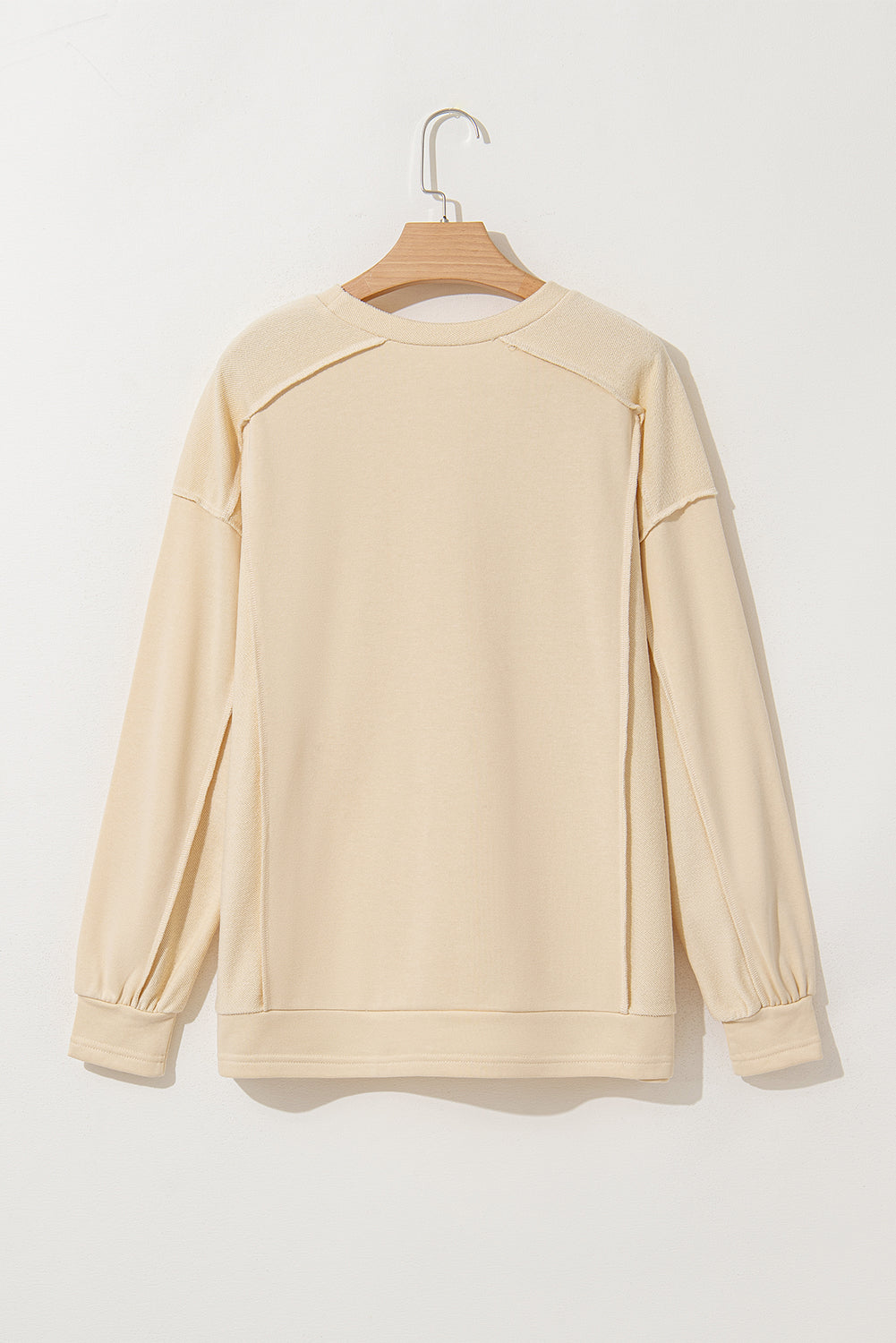 Beige Splicing Ronde Hals Pullover Sweatshirt
