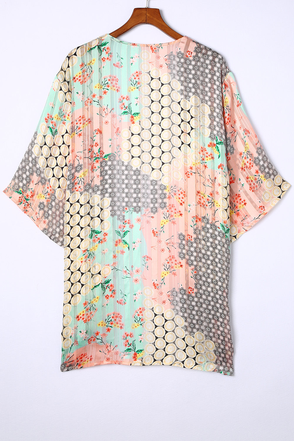 Veelkleurige bloemen open pure glanzende kimono