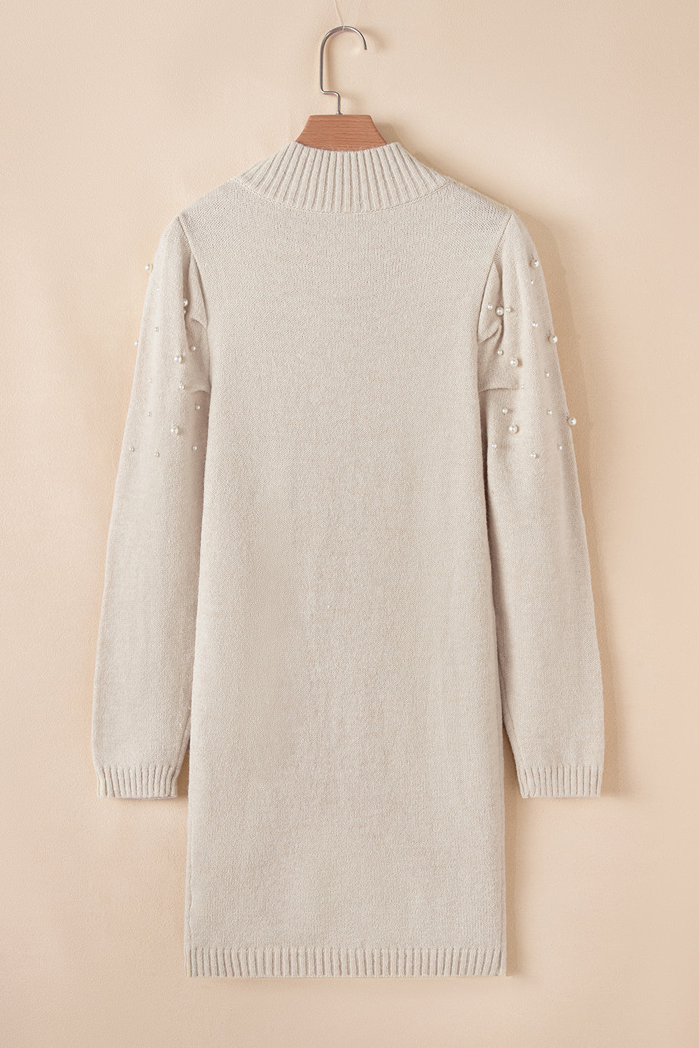 Perkament Pearl kralen high necy bodycon trui jurk