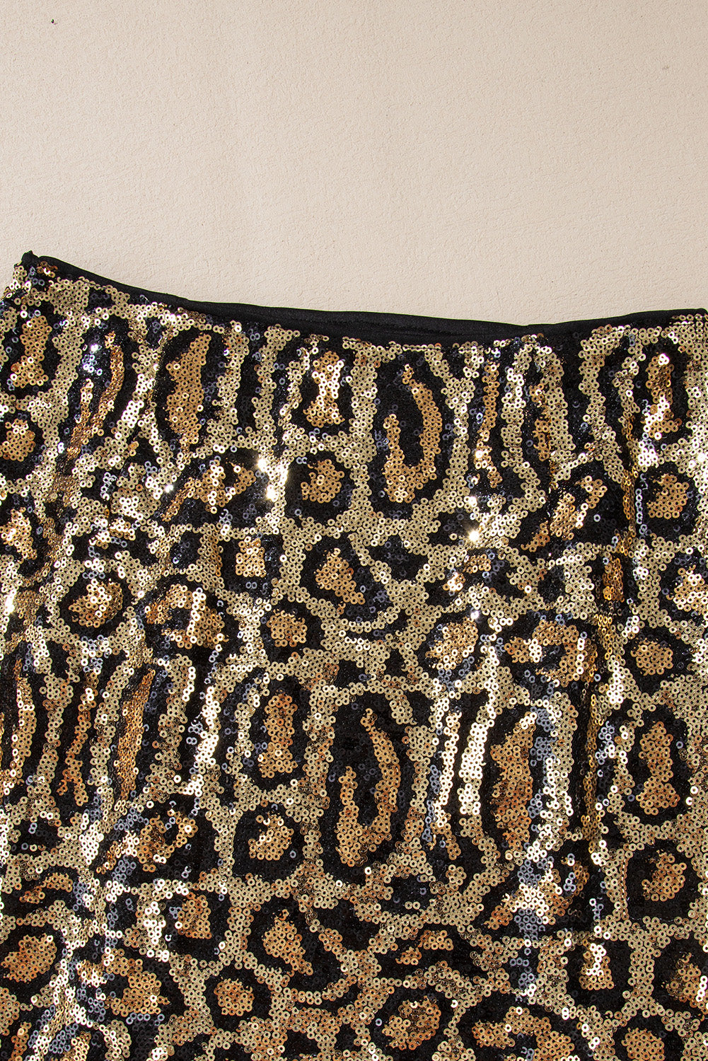 Bruine lovertjes luipaardprint disco mini rok