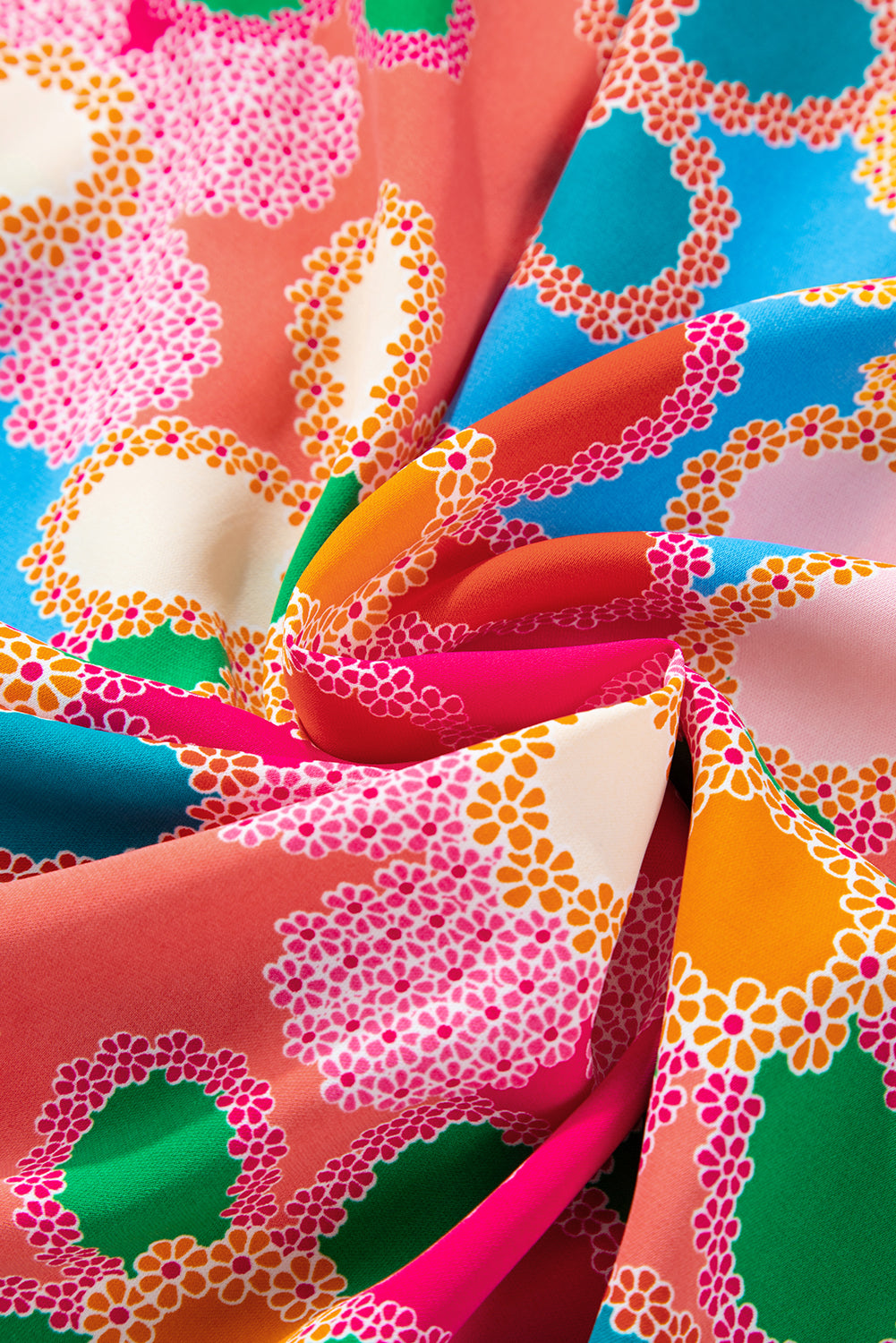 Overhemd met veelkleurige bloemenprint en bubbelmouwen