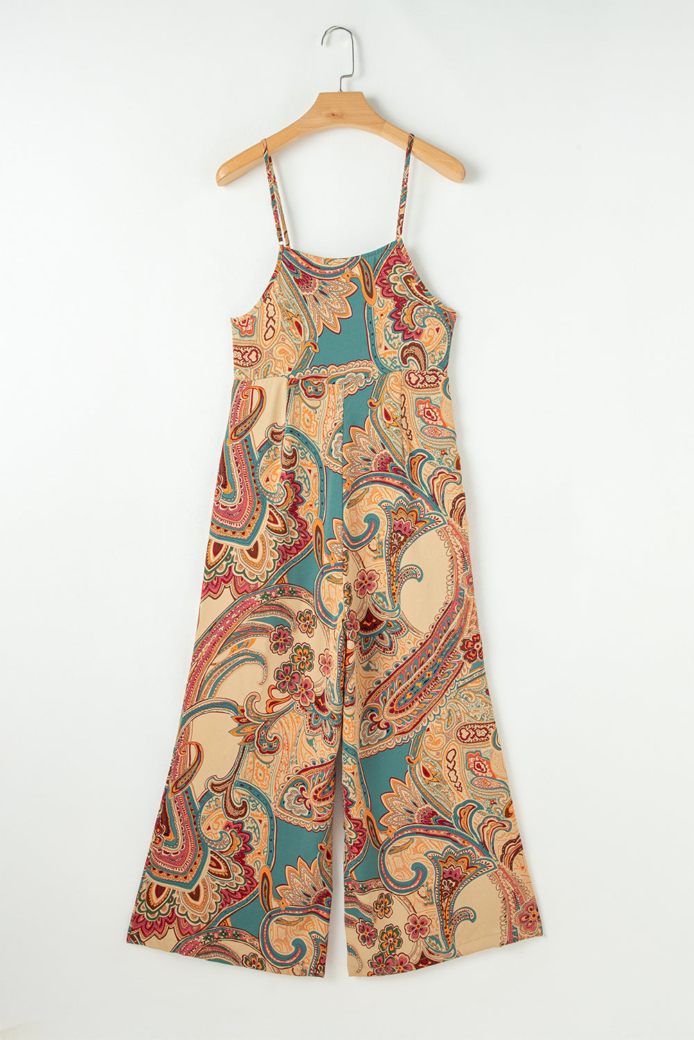Rode paisley bedrukte spaghetti -riemen elegante wide been jumpsuit
