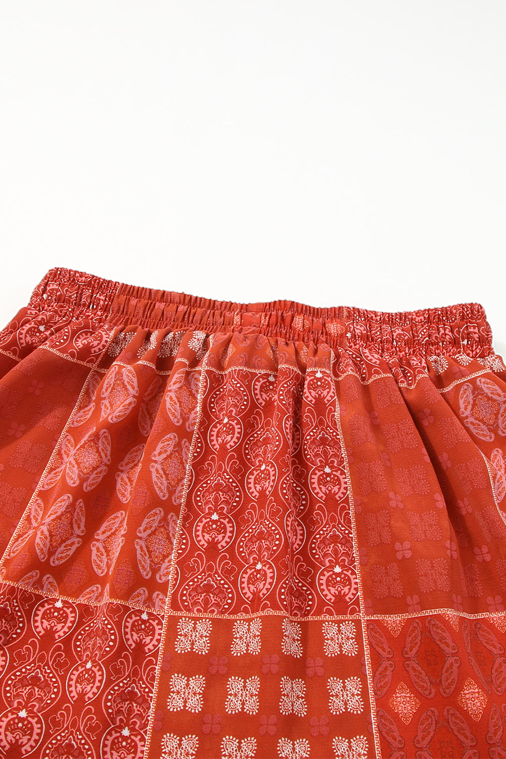 Vurige rode Boheemse mix print lange uitlopende rok
