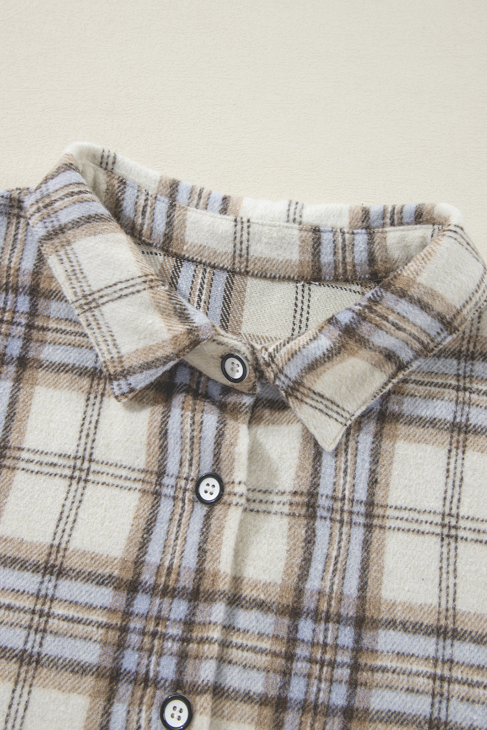 Witte tuniek met geruite print, grote maat shacket met splitten
