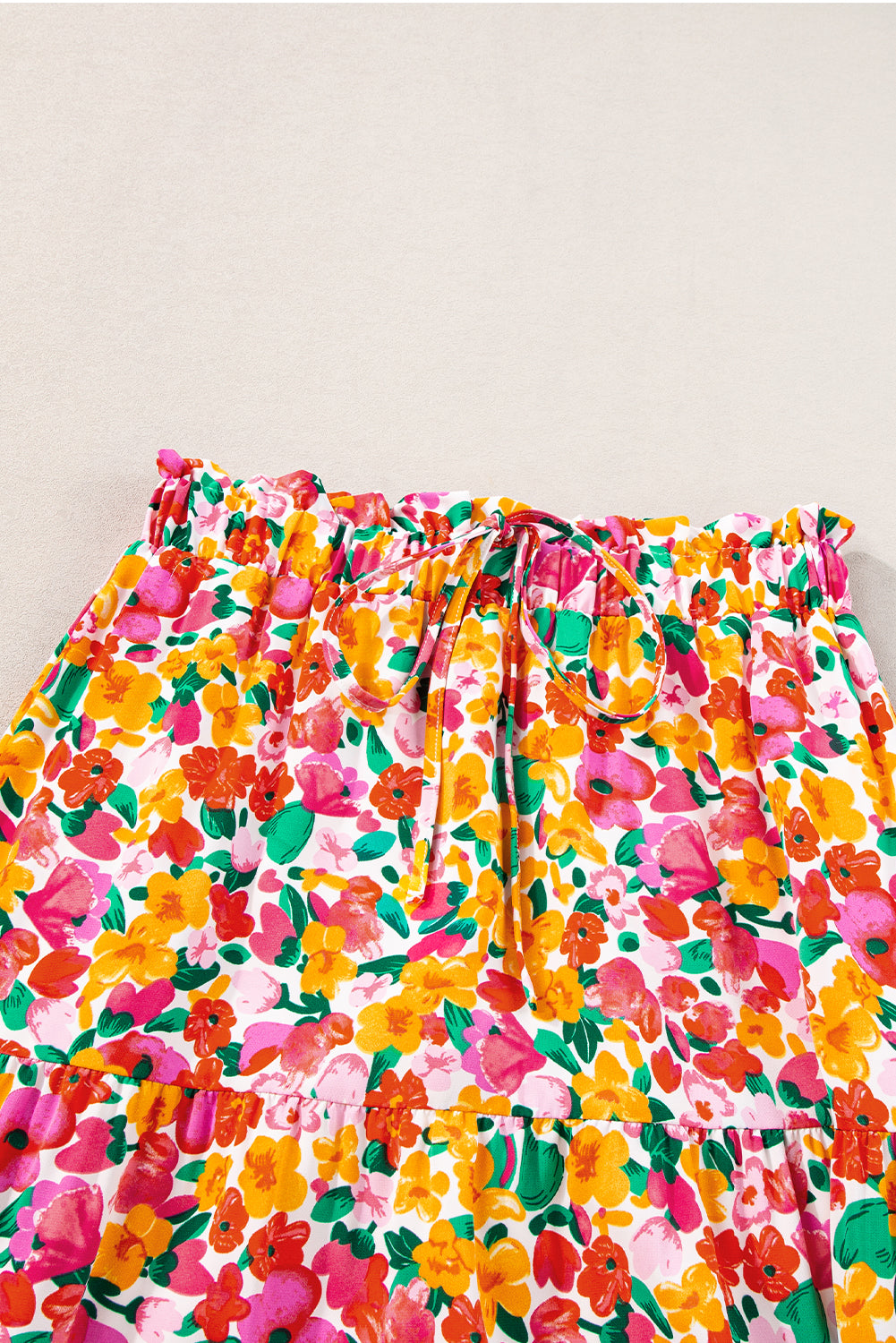 Gele Boho bloemenprint gelaagde lange rok
