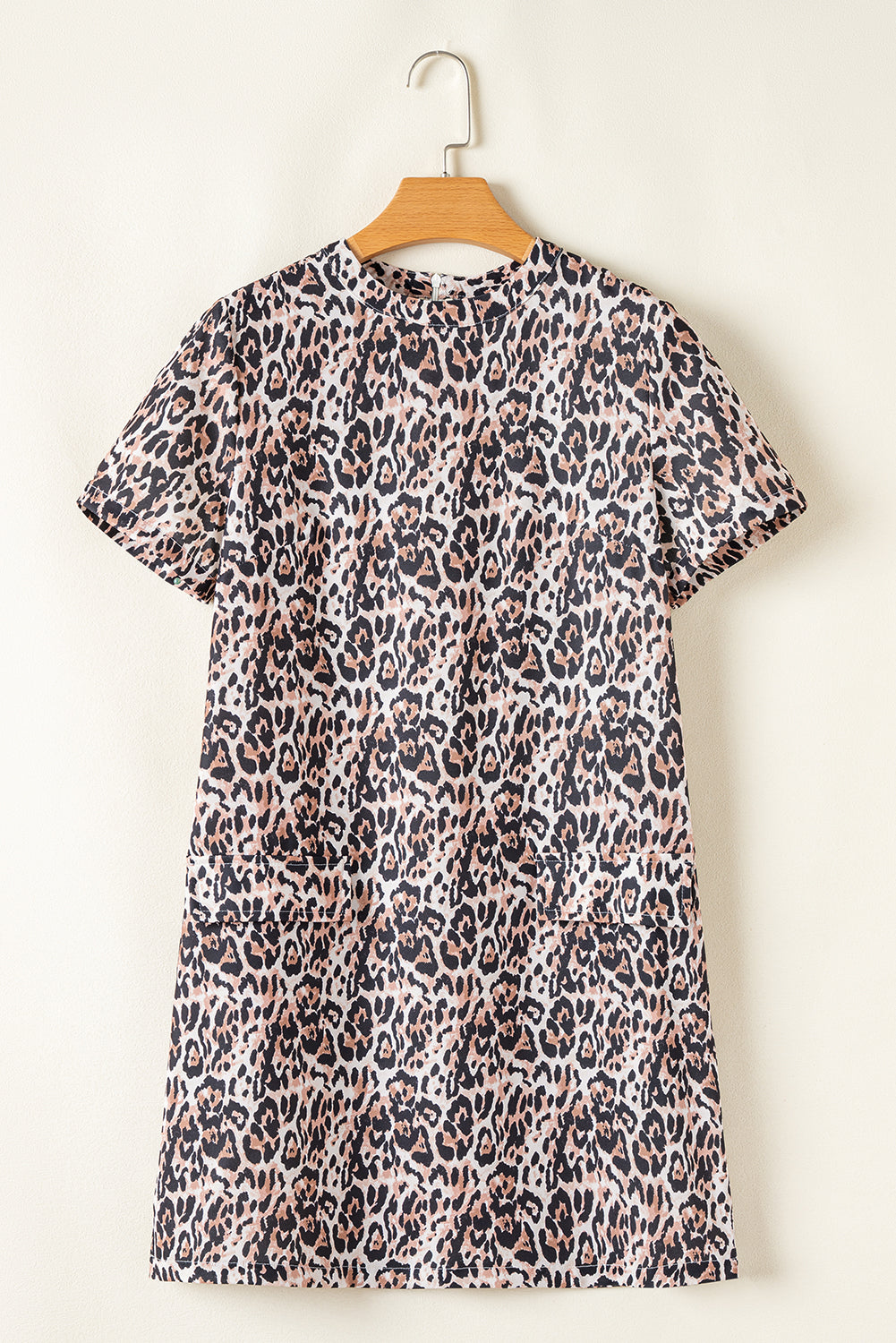 Bruine luipaard Print Crew Neck Shift Short T -shirtjurk