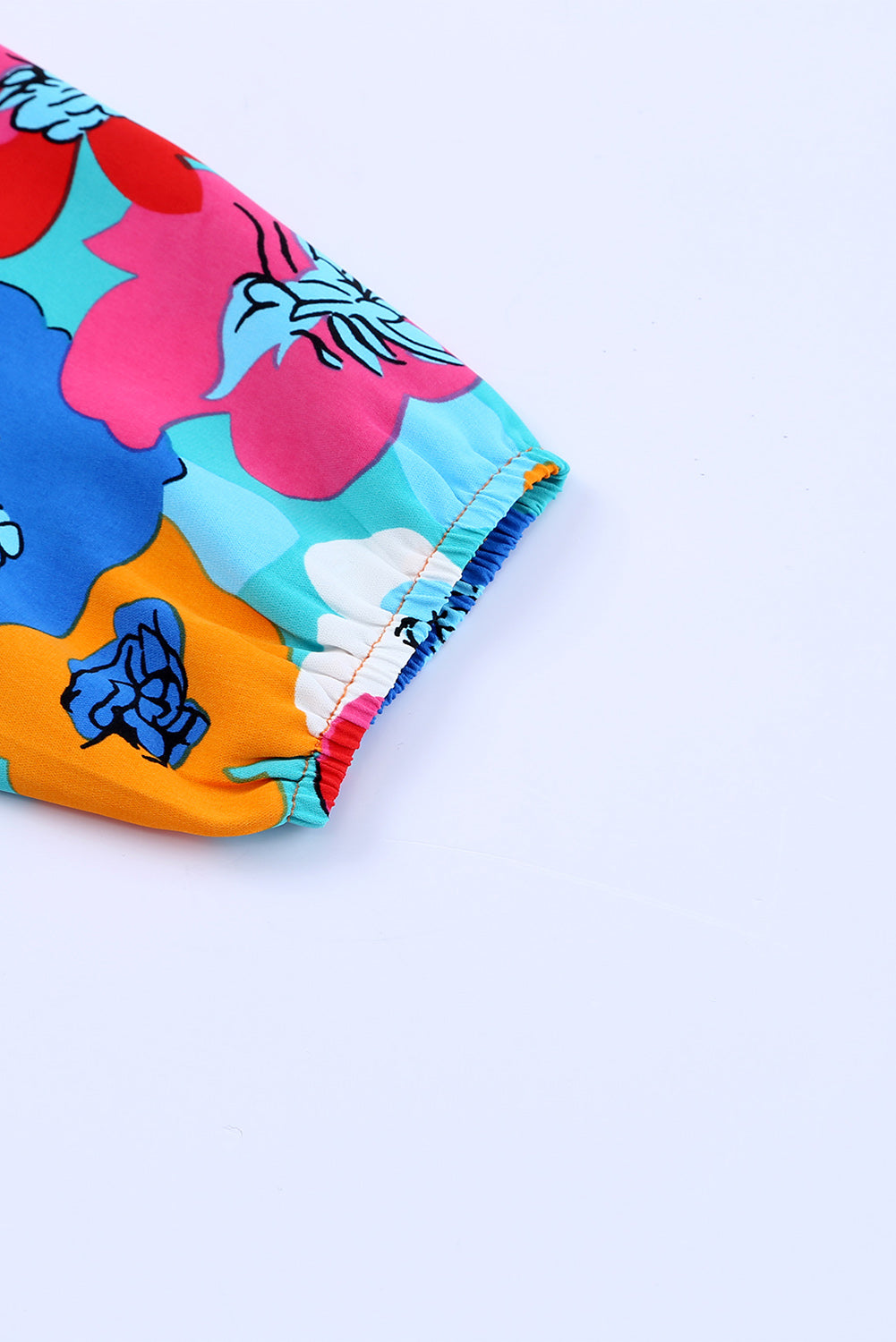 Blouse met veelkleurige bloemenprint, V-hals en 3/4 mouwen