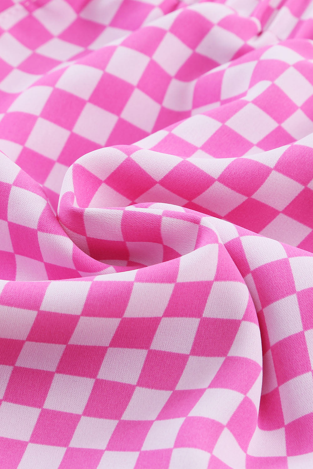Roze geruite atletische shorts met hoge taille
