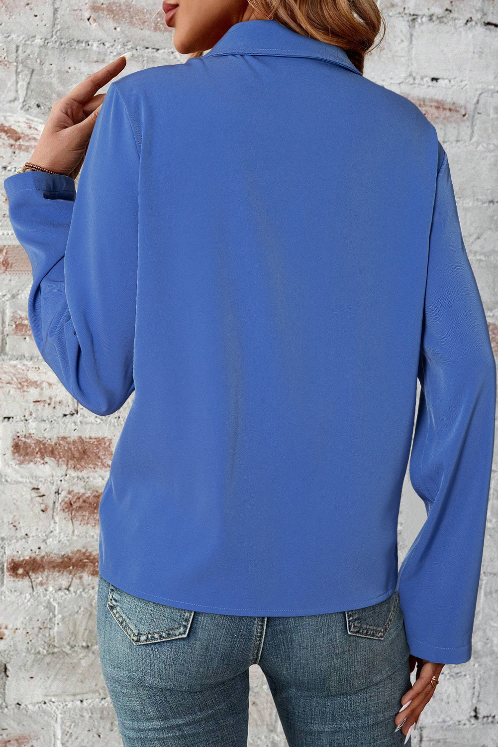 Red Dahlia kraag tabblad Mouw Zip omhoog Flap detailjack