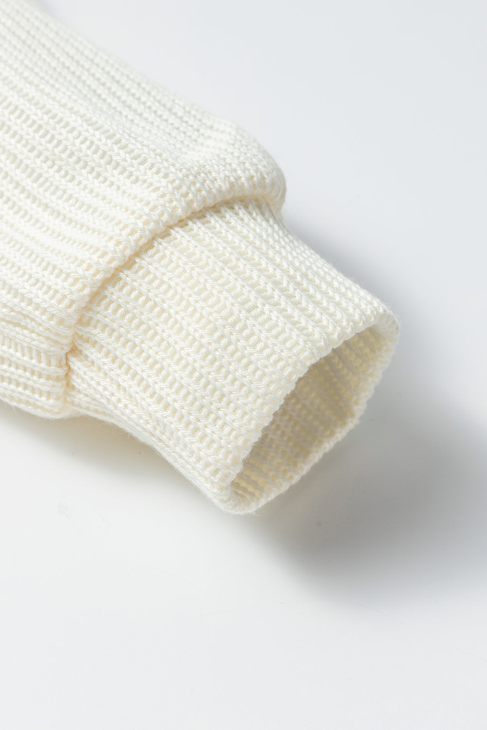 Beige Contrast Knit Patchwork Functionele Jas met Capuchon