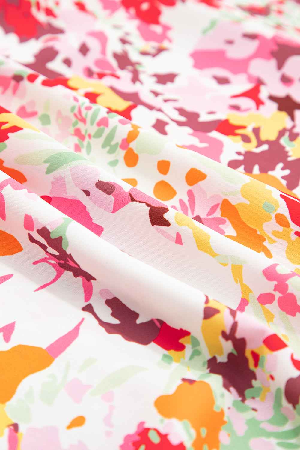 Witte Boho bloemenprint top met V-hals en korte mouwen