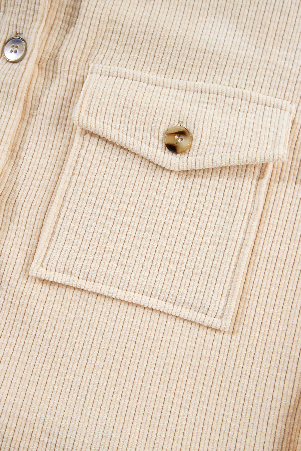 Havermout Corduroy Flap Pocket Button Up Shacket