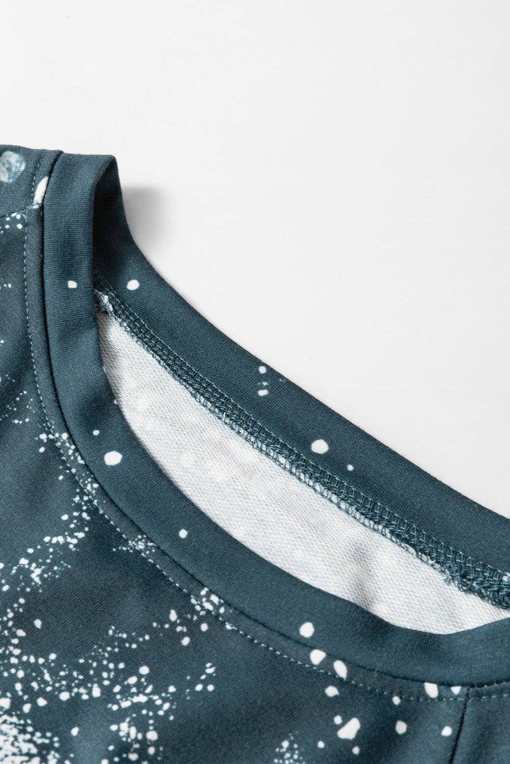 Blauwe luipaard gebleekte raglanmouw ronde hals sweatshirt