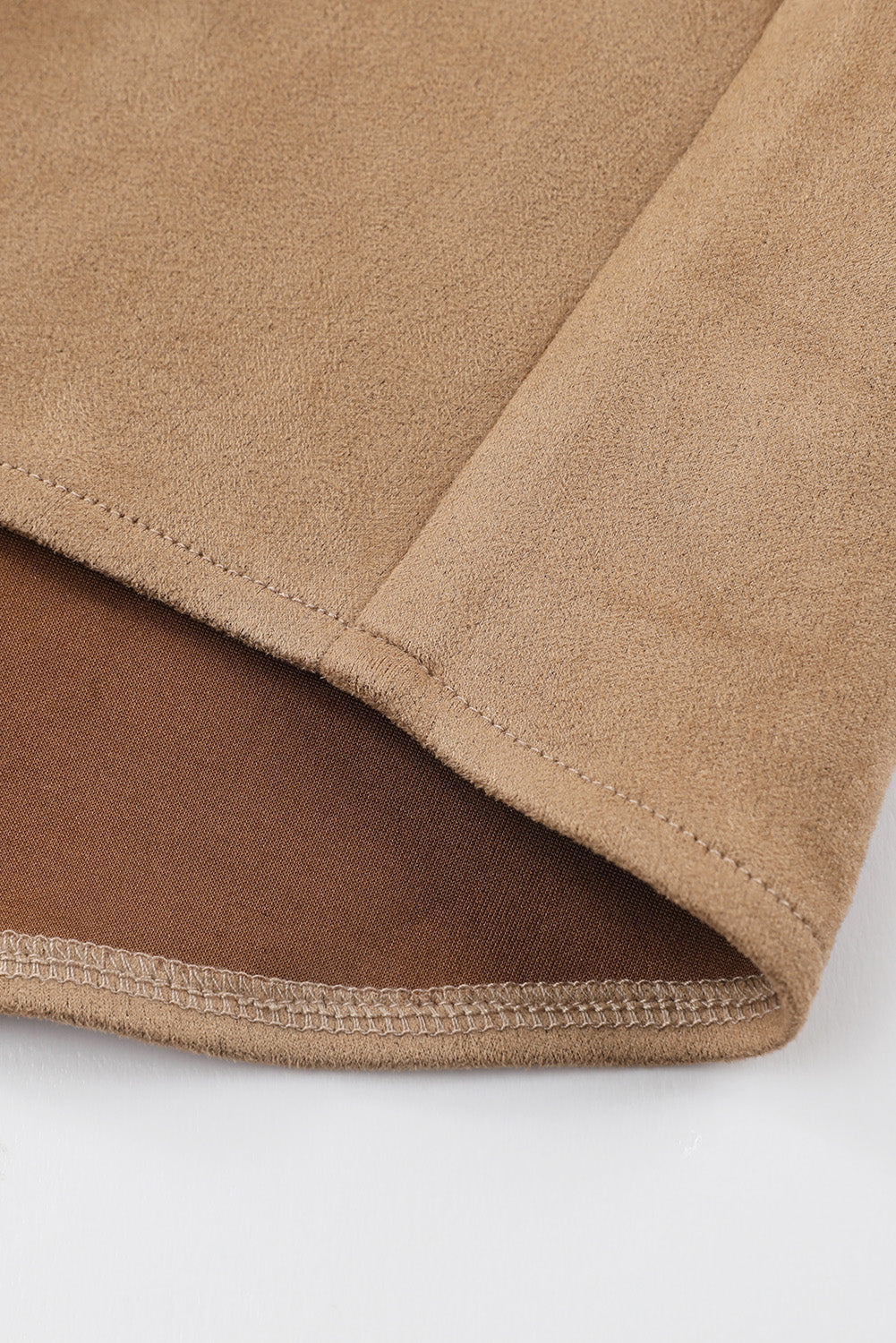 Kaki franjeafwerking Grote maat suède shacket