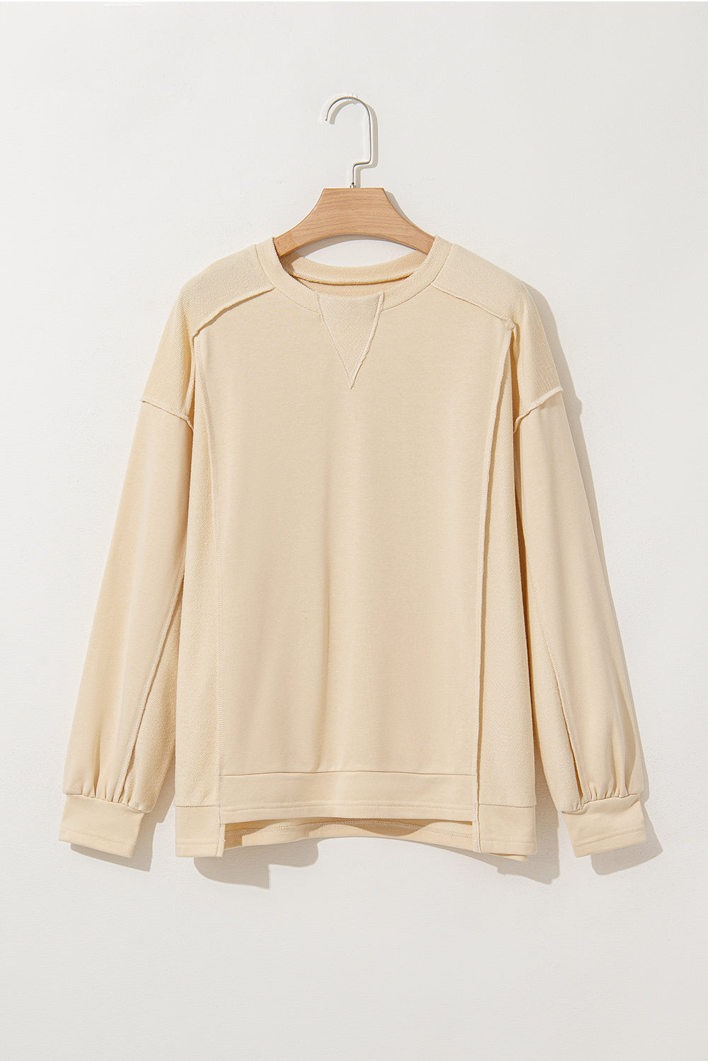 Beige Splicing Ronde Hals Pullover Sweatshirt