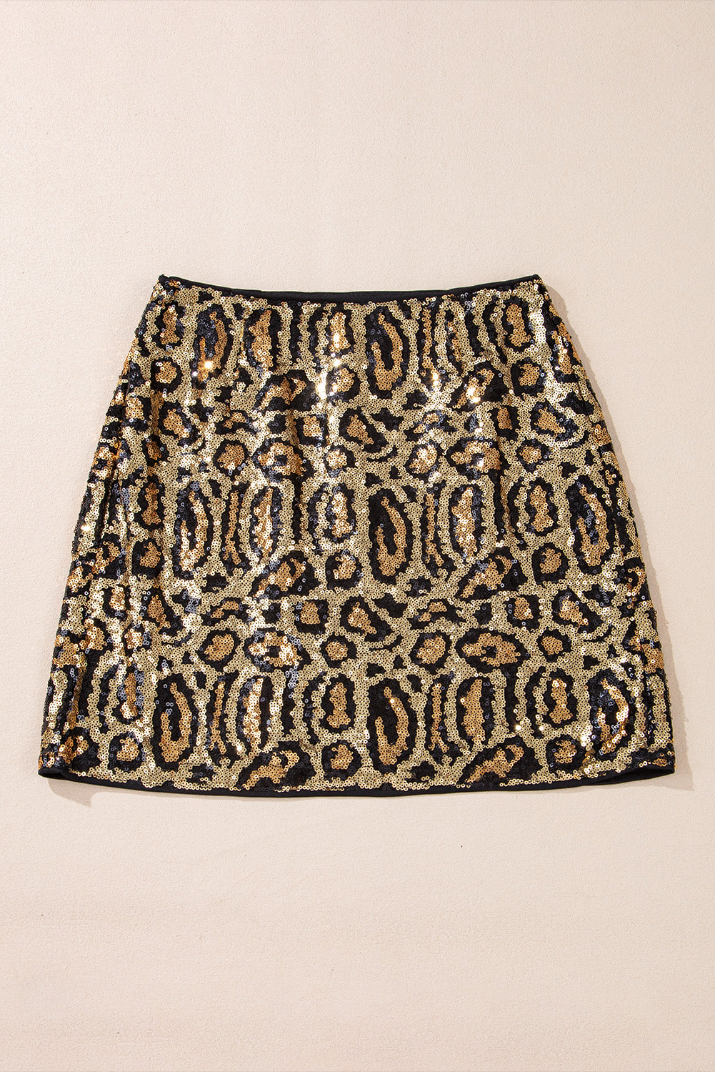 Bruine lovertjes luipaardprint disco mini rok