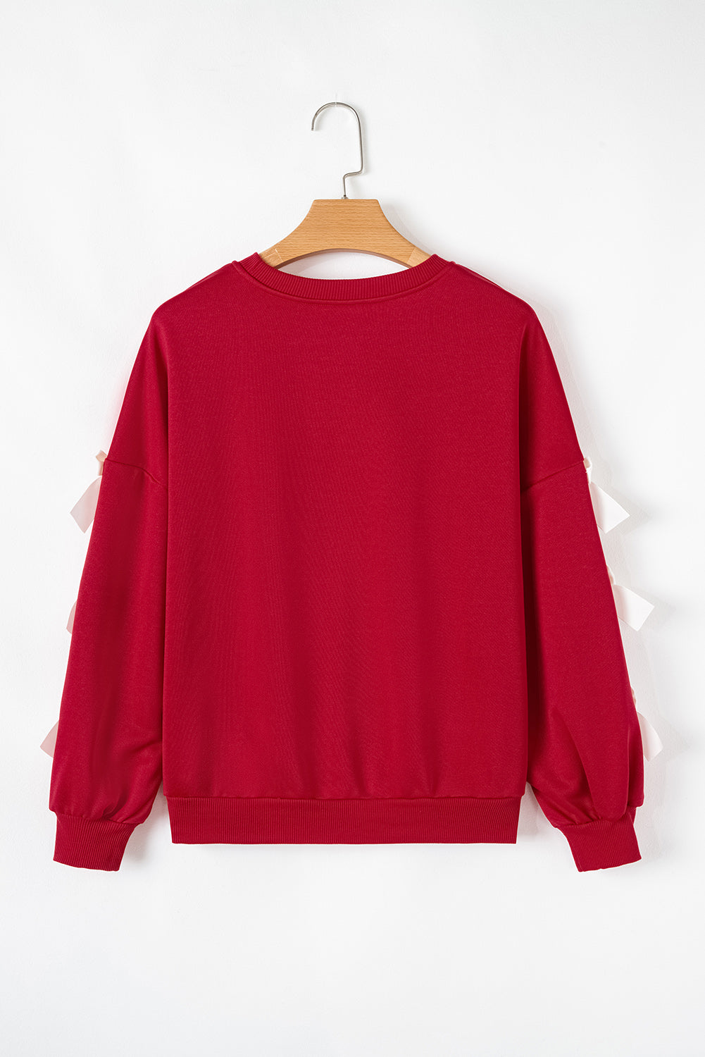 Fiery rood contrast boogdecor laten vallen mouw Crewneck sweatshirt
