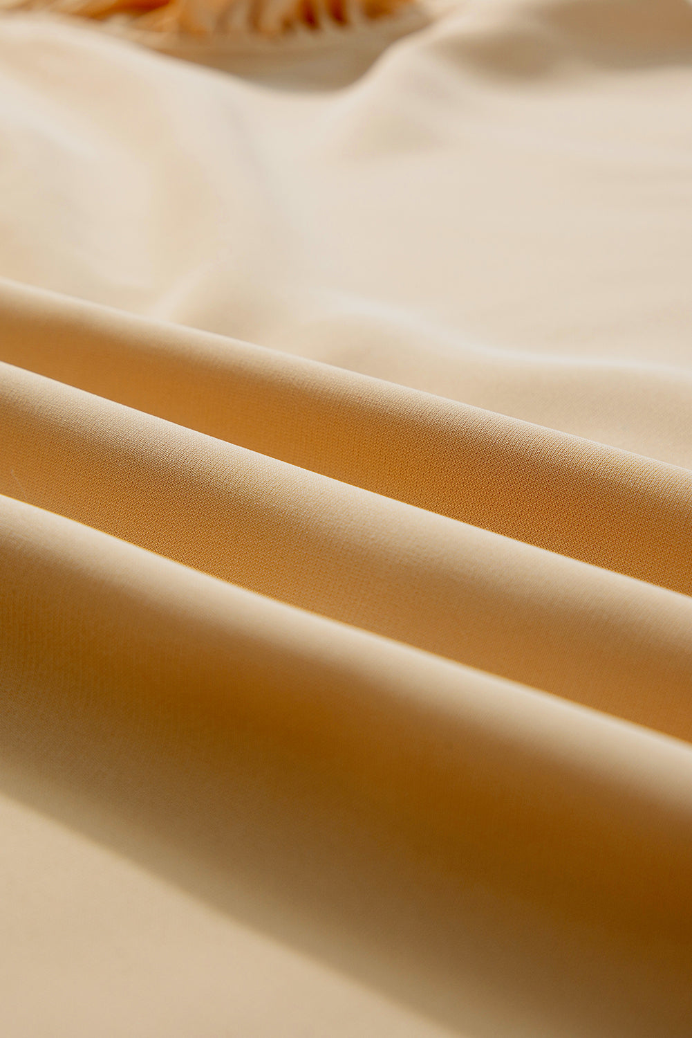 Perkament V-hals blouse met ruches, kanten verfraaide holle achterkant