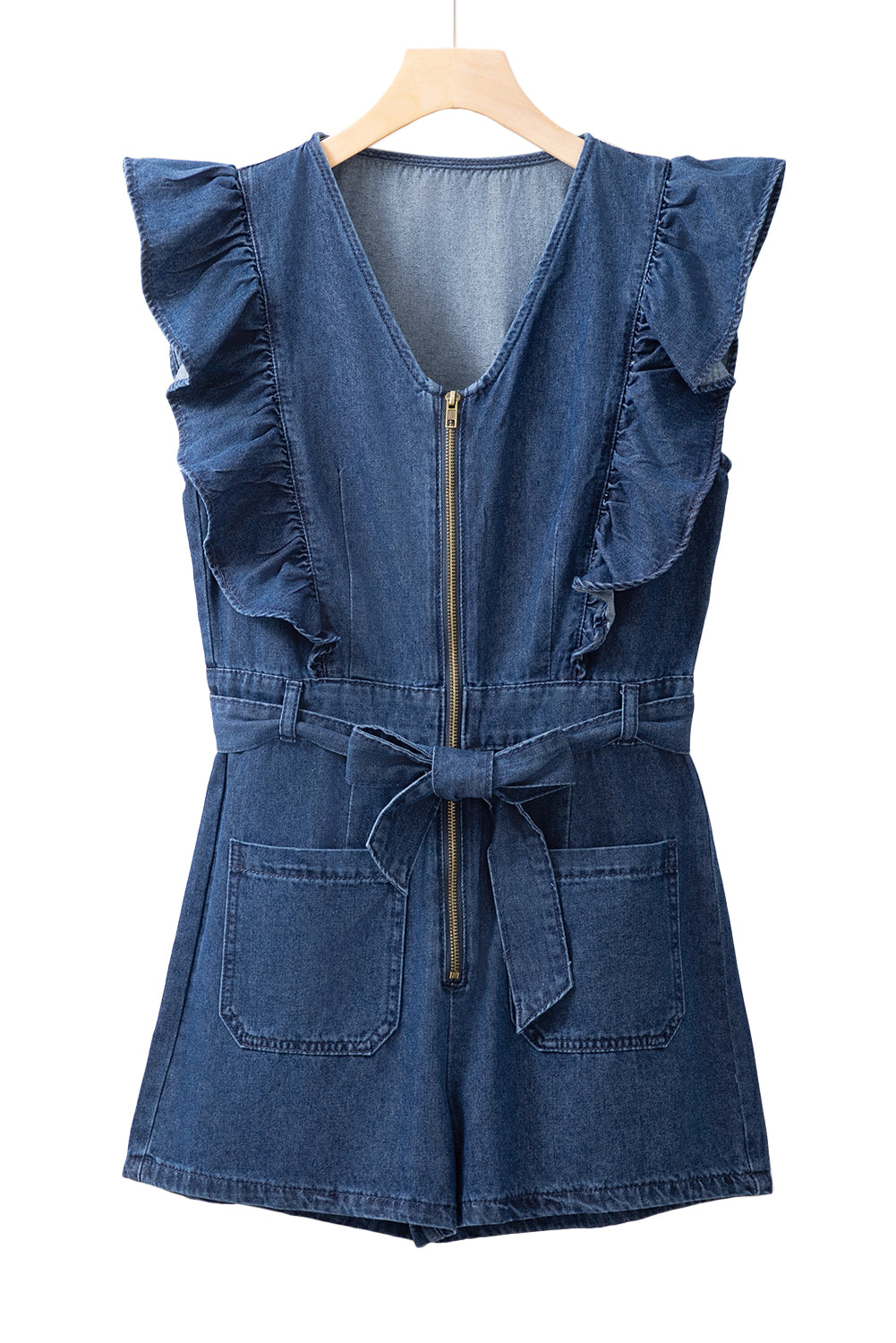 Zeil blauw denim gegolfd rits