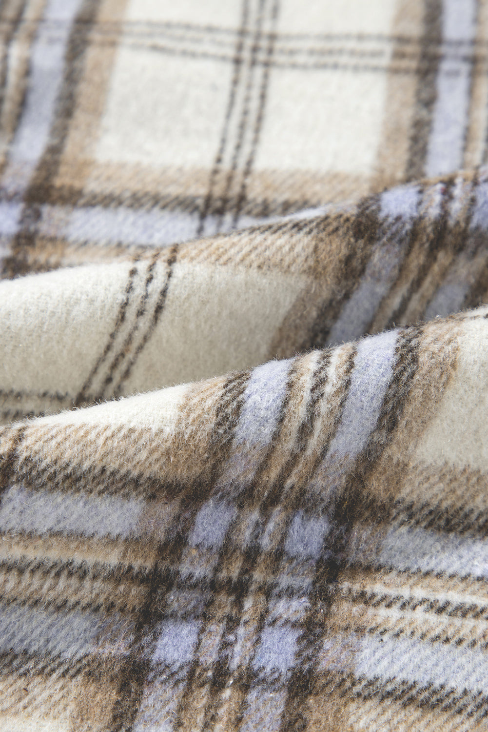 Witte tuniek met geruite print, grote maat shacket met splitten