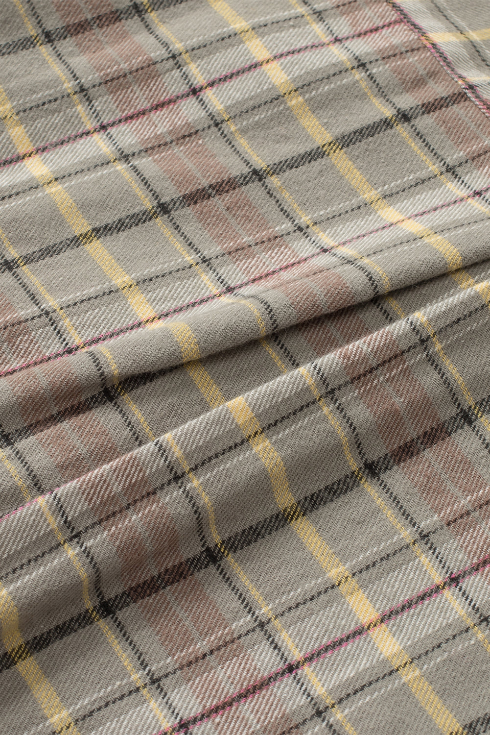 Bruin multi-geruit casual overhemd met ruwe rand en patchwork