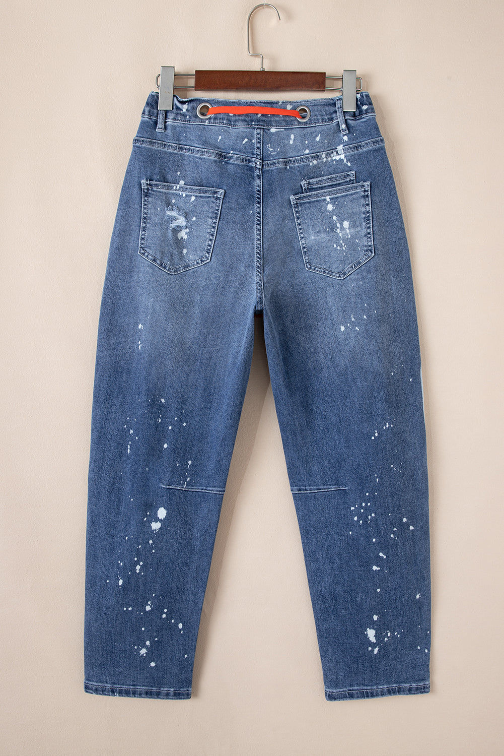 Ashleigh Blue gescheurde spattende verftouwtaille taille bijgesneden rechte jeans