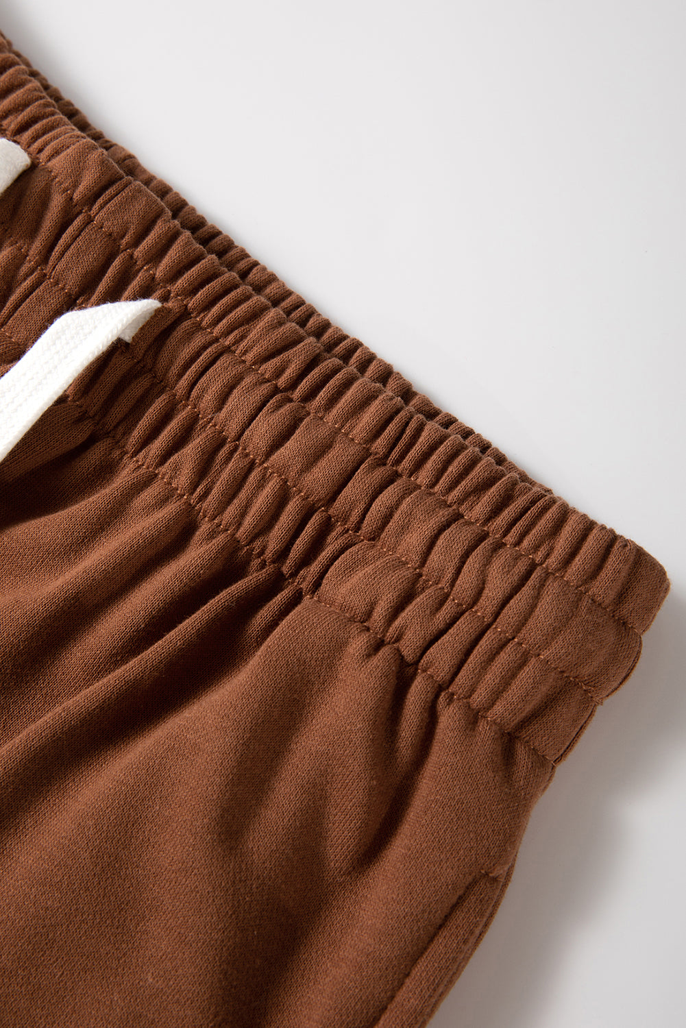 Bruine streep gestreepte druppel schouderpullover en jogger broek set