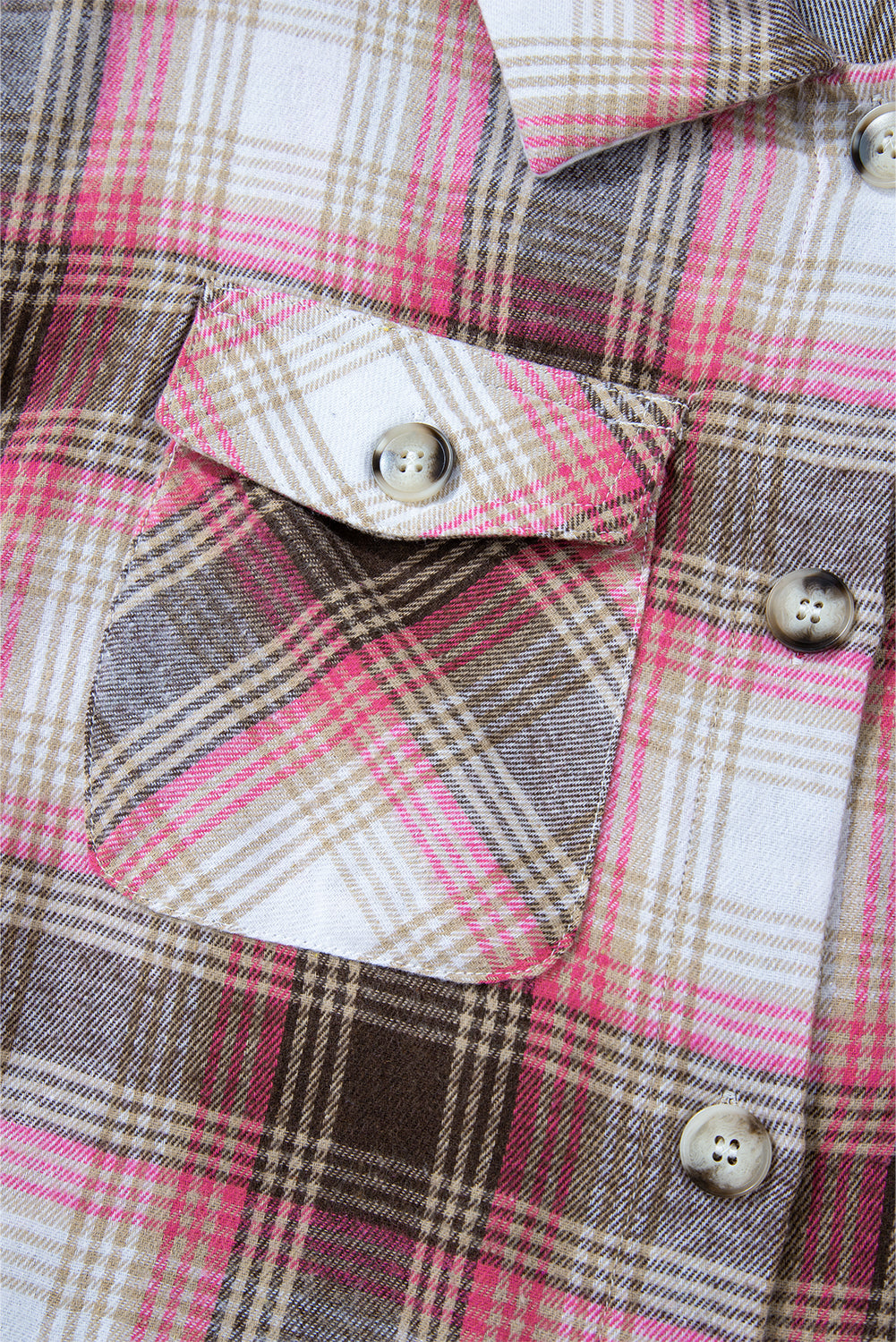 Roze geruite klepzak met knoopsluiting