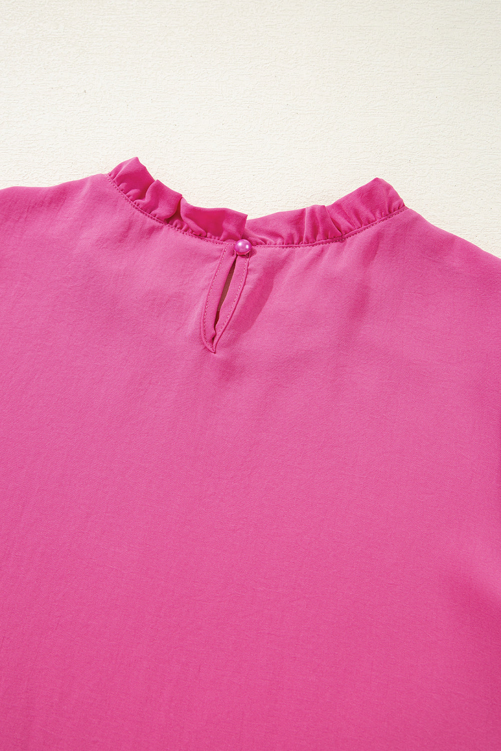 Rose effen kleur gesmokte blouse met pofmouwen