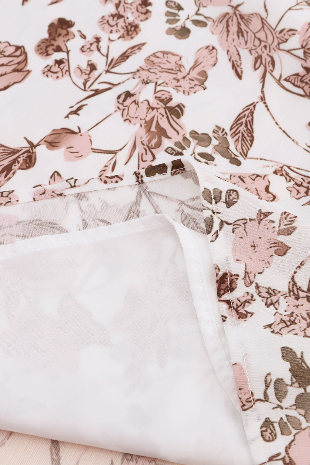 Boho bloemenprint blouse met split-V-hals en bubbelmouwen