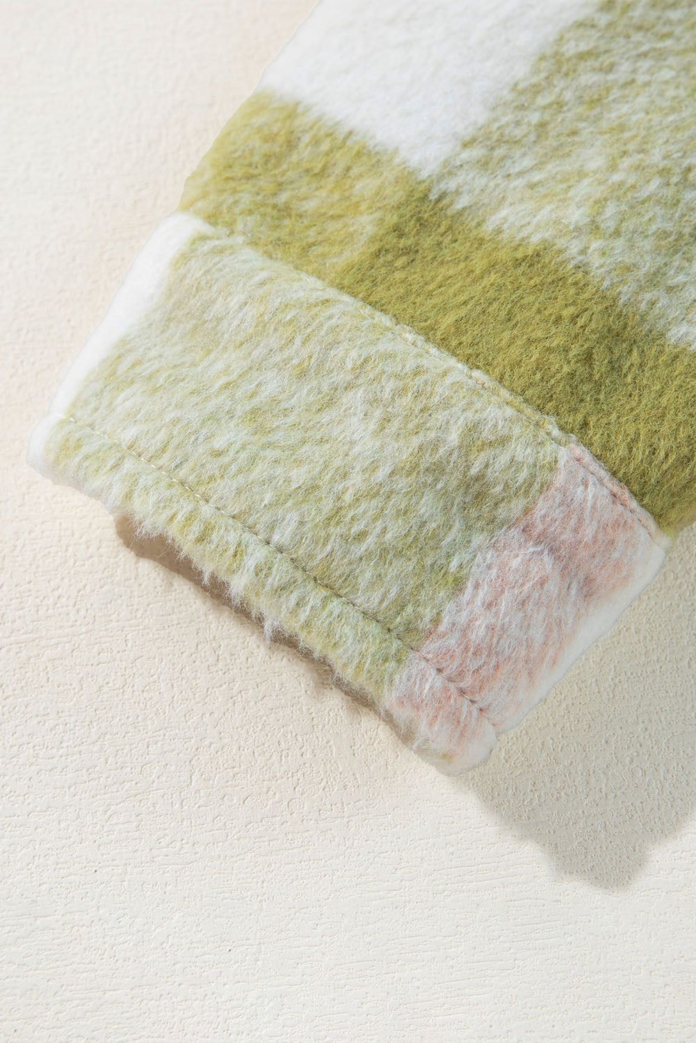 Saliegroene geruite print met klepzakken en knoopsluiting Baggy Shacket