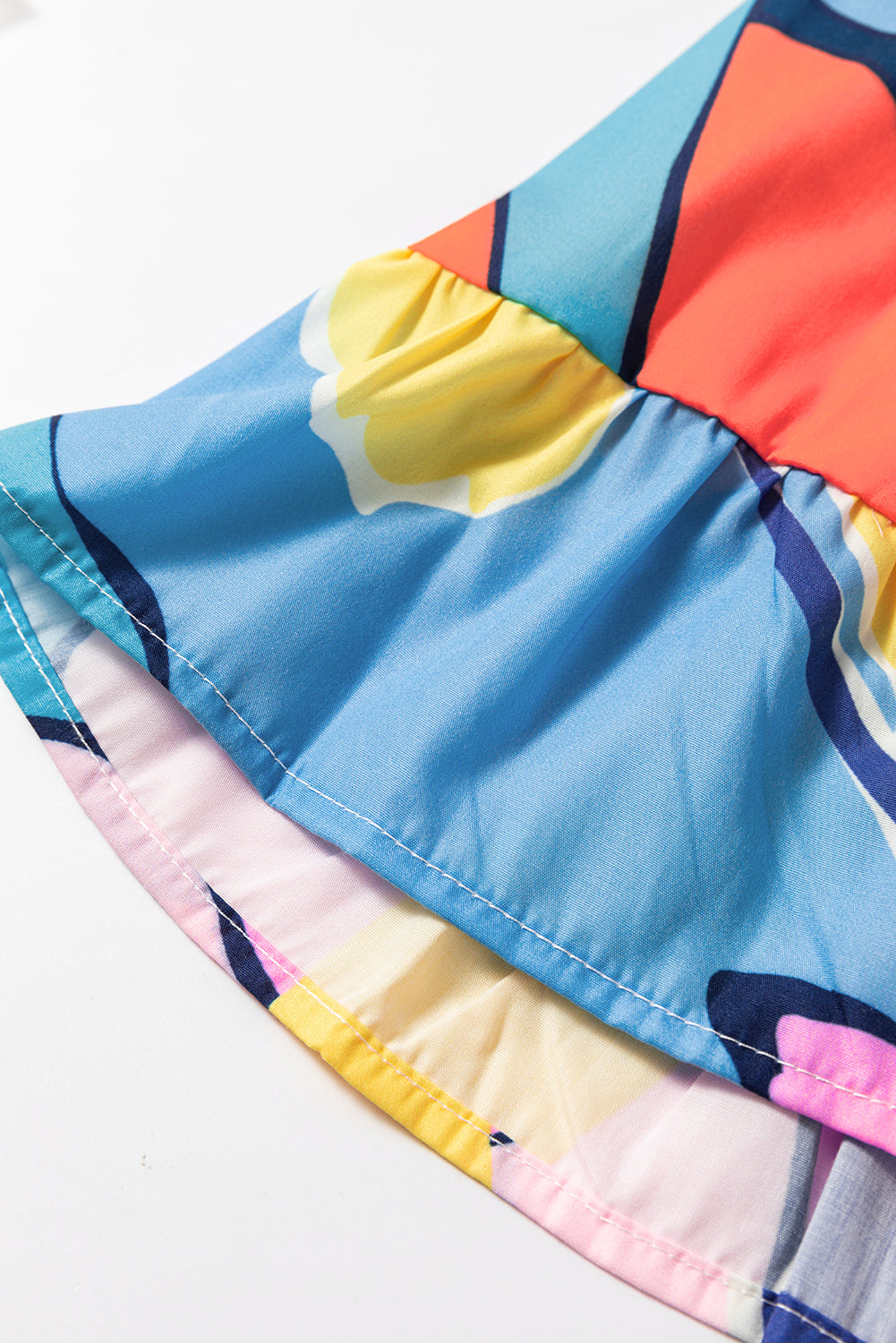 Roze bedrukte maxi-rok met hoge taille en zakken