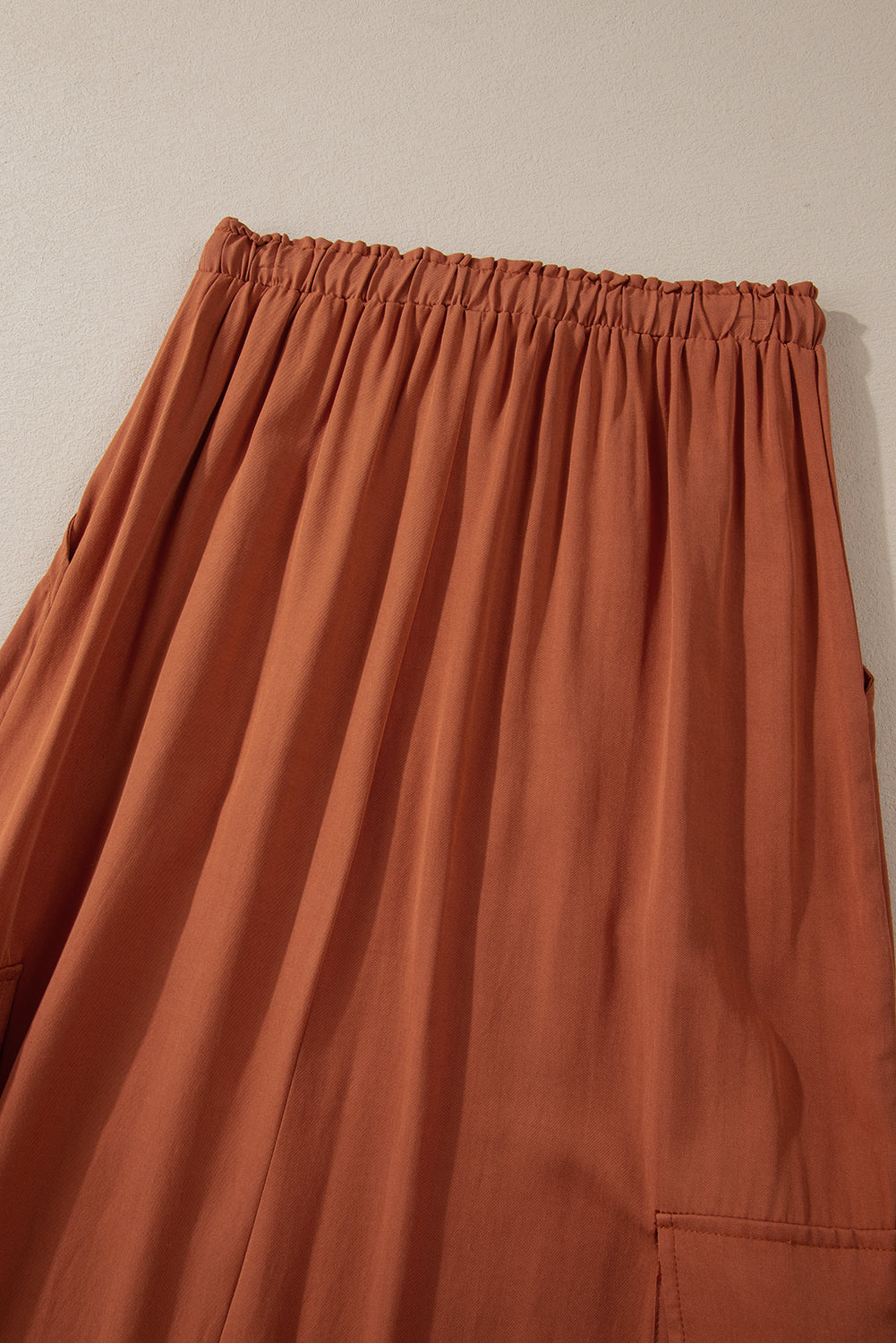 Kastanjebruine Cargo Pocket Trekkoord Taille Maxi Rok