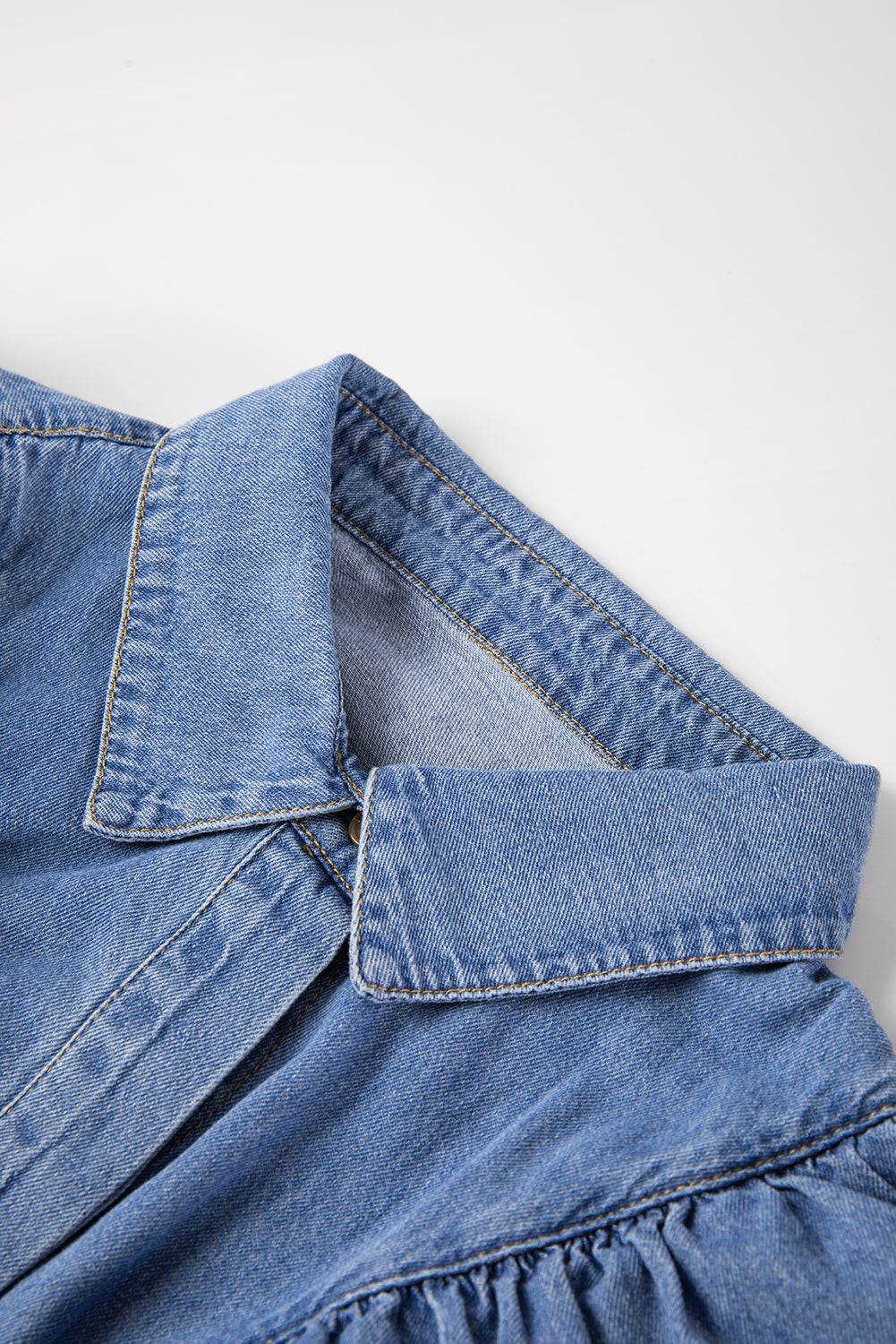 Dusk Blue Denim gegolfde casual top