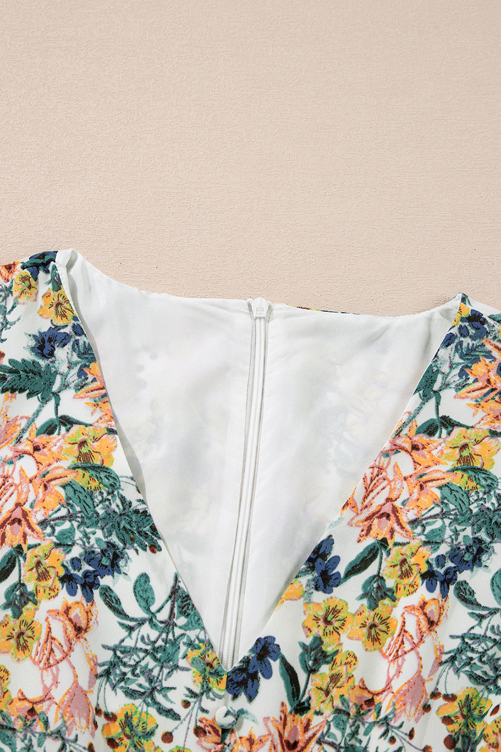Sky Blue Floral 3/4 Sleeve V Neck High Taille Ruffled Dress