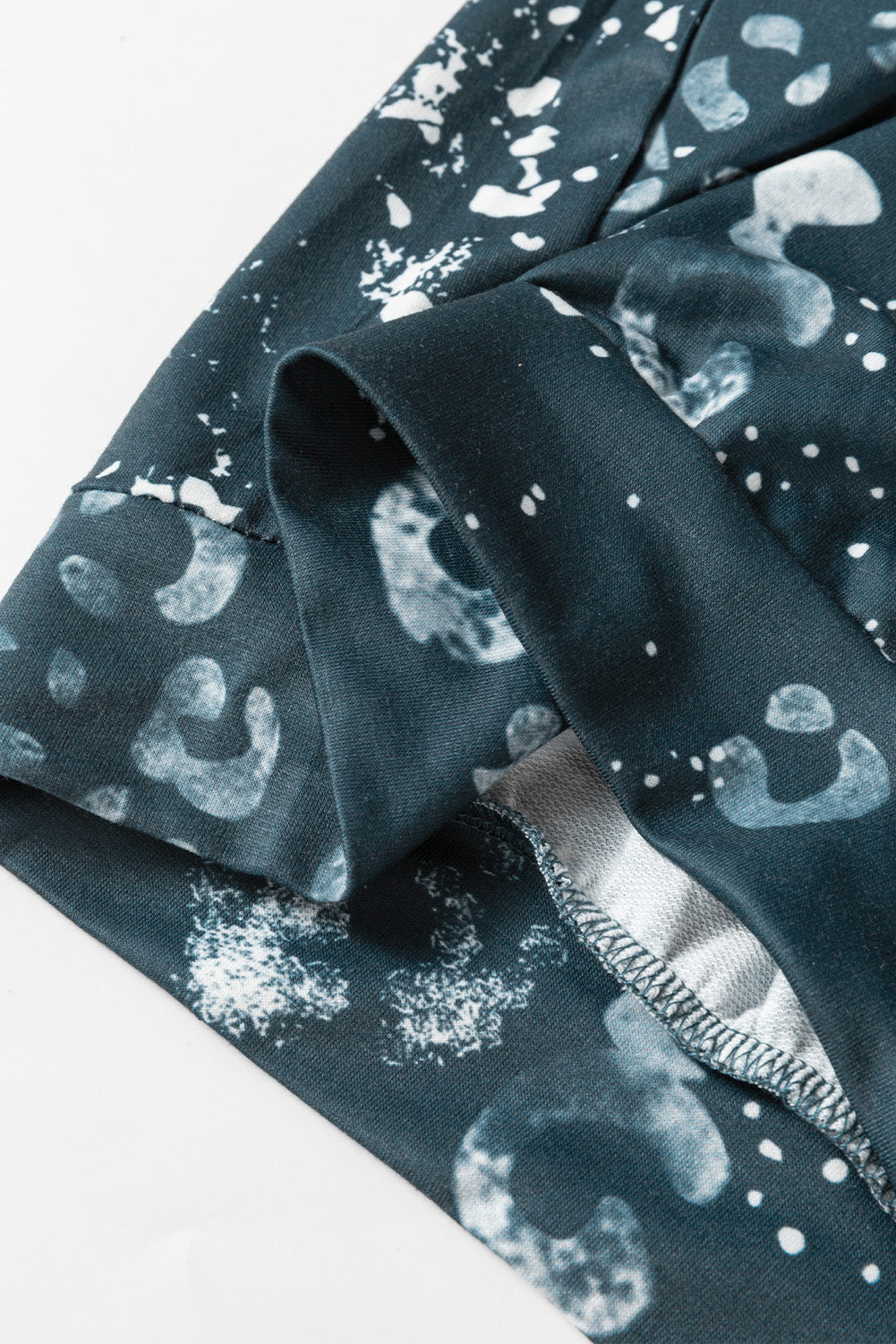 Blauwe luipaard gebleekte raglanmouw ronde hals sweatshirt