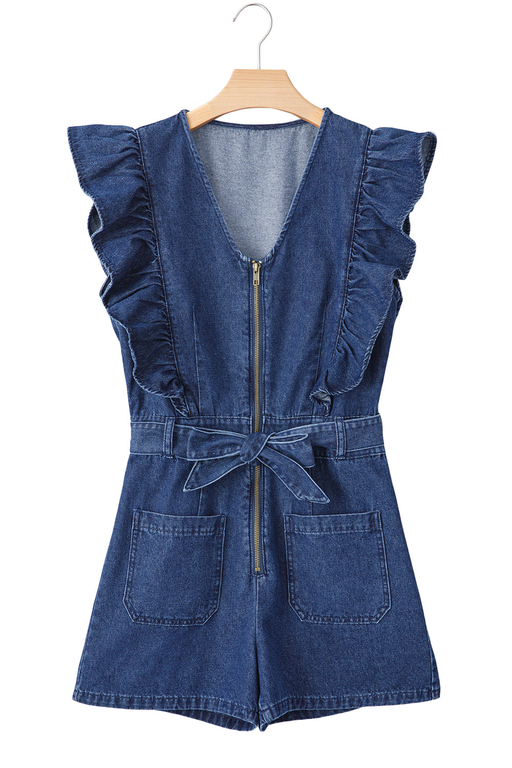 Zeil blauw denim gegolfd rits