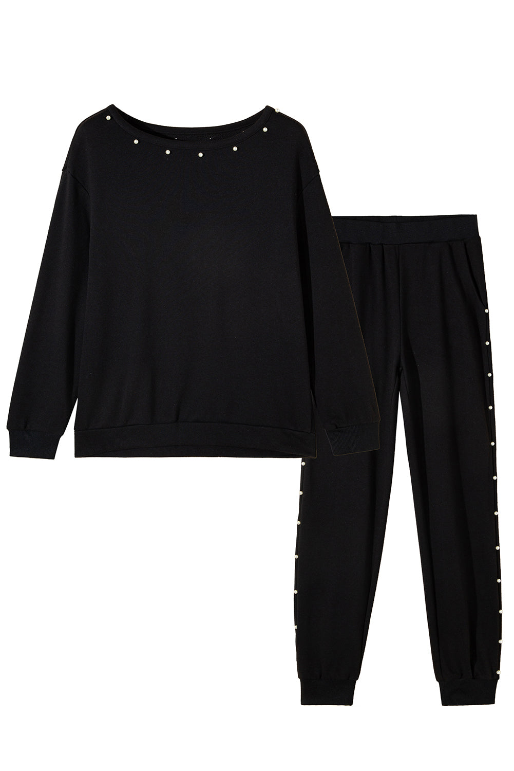 Set met zwarte kralendecor, trui en joggingbroek
