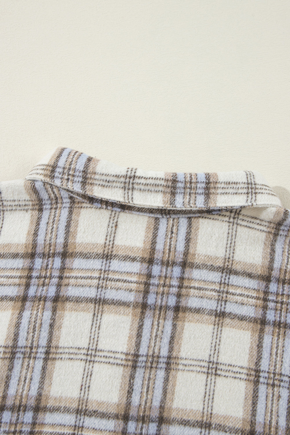 Witte tuniek met geruite print, grote maat shacket met splitten