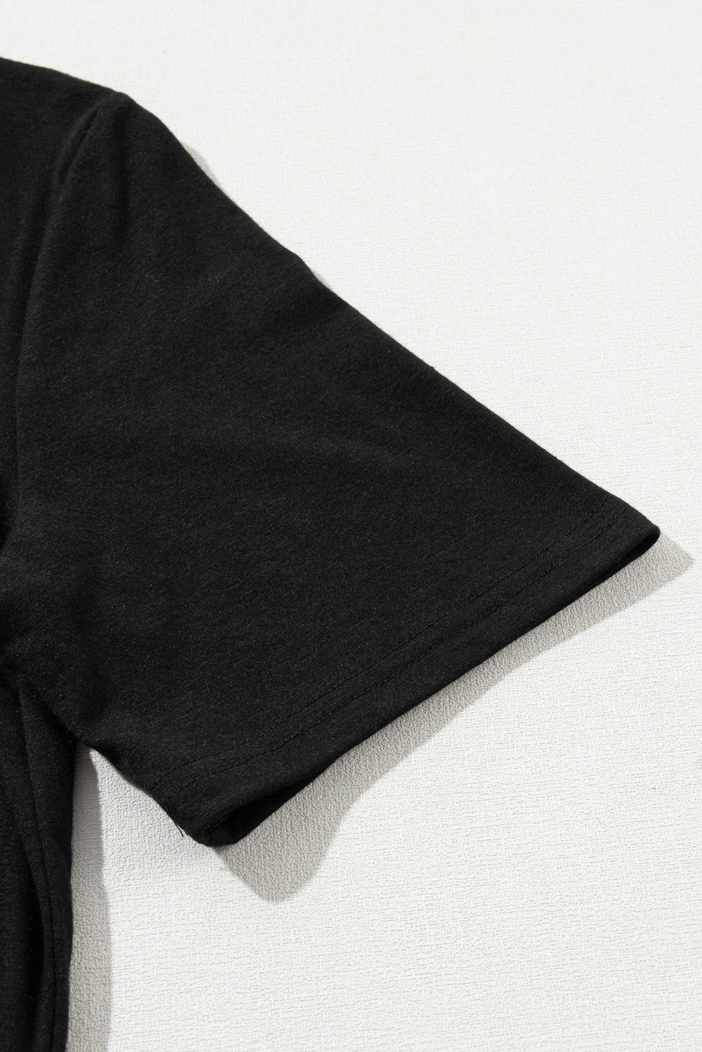 Zwart effen kleur T-shirt 2-delige broek met wijde pijpen