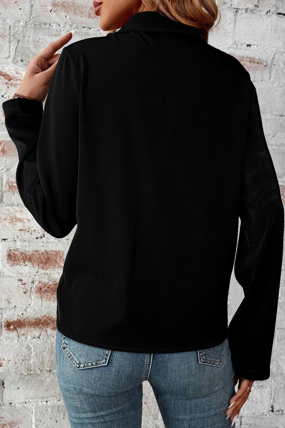 Red Dahlia kraag tabblad Mouw Zip omhoog Flap detailjack