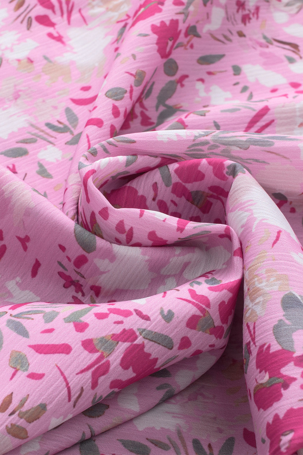 Roze bloemen mandarijn kraag top