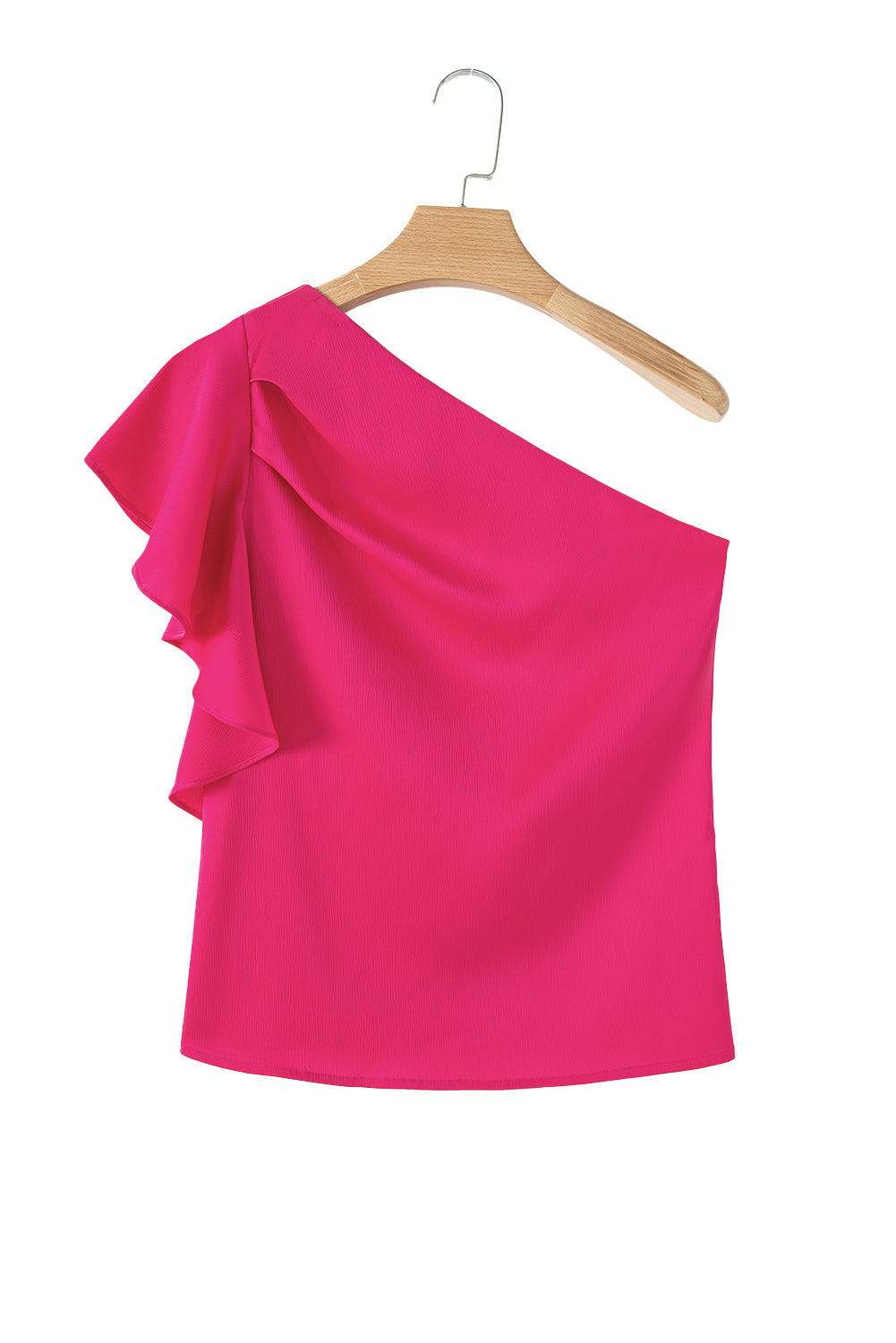 Aardbeienroze asymmetrische schouderheuvelkleed Mouw Elegante blouse