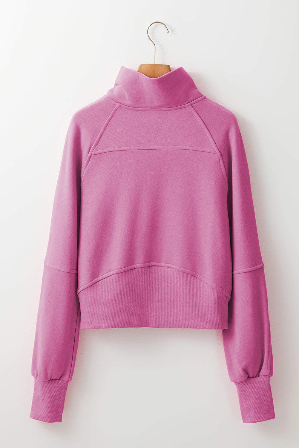 Smoke Green Fleece Lined Zip Up Stand Collar Thumbhole Sleeve Sweatshirt