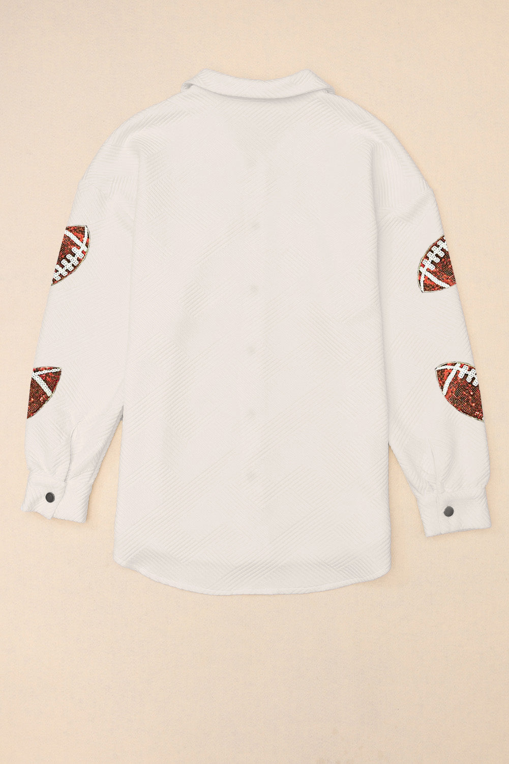 Beige kauwgom textuur lovertjes Rugby Football Shacket