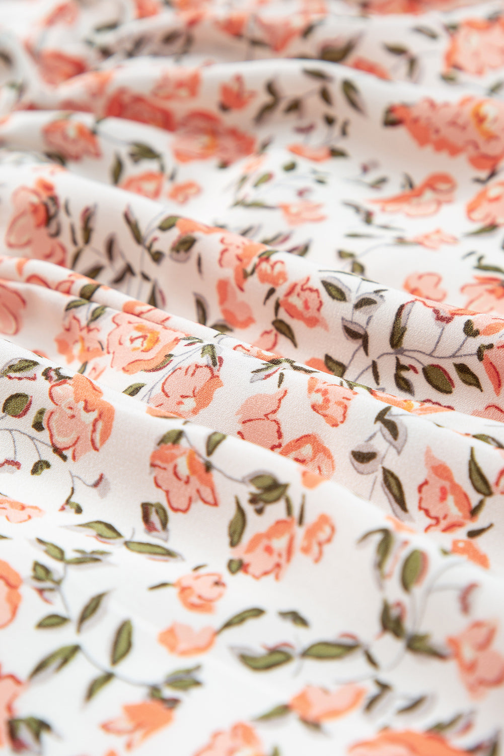 Oranje roze bloemen geknoopte riemen gelaagde babydoll -jurk