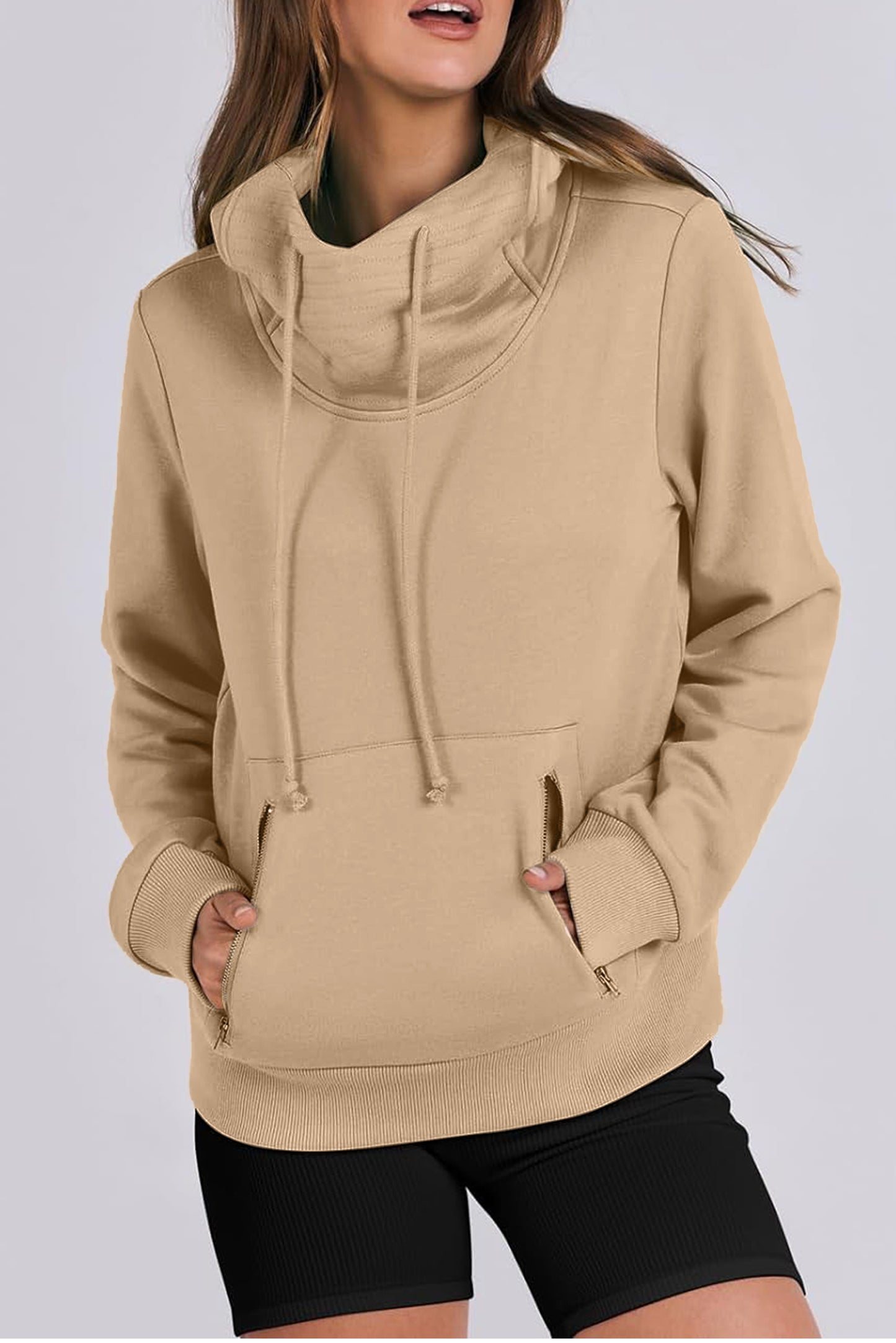Perkament ritste pocket gezellige trekkoord hoodie