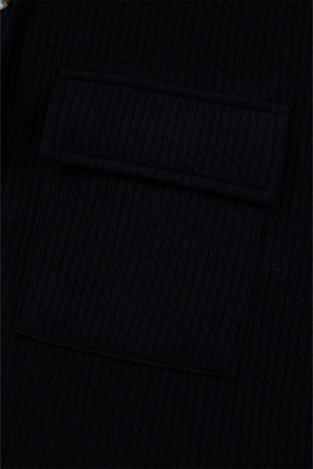 Zwart vaste kleur corduroy knoopte kuipet met lange mouwen