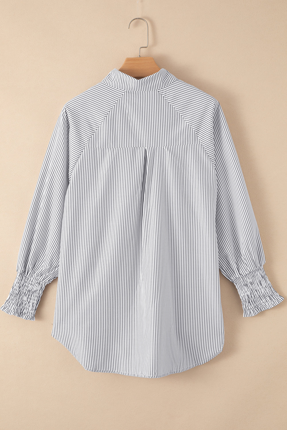 Gesmokt gestreept boyfriend-shirt met manchetten en zak
