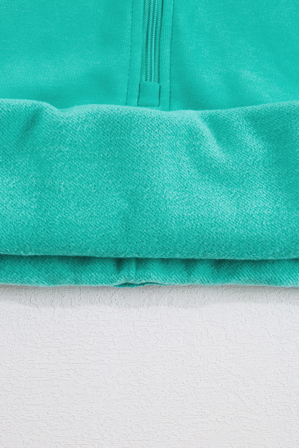 Smoke Green Fleece Lined Zip Up Stand Collar Thumbhole Sleeve Sweatshirt